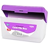 Index Card Holder Purple, 3x5 Note Flash Card Organizer Case, Index Card File w/flip top, Notecard Recipe, Holder, Holds 250 Cards, Also Available in Red, Green, Blue, Grey, Pink (1 PC)