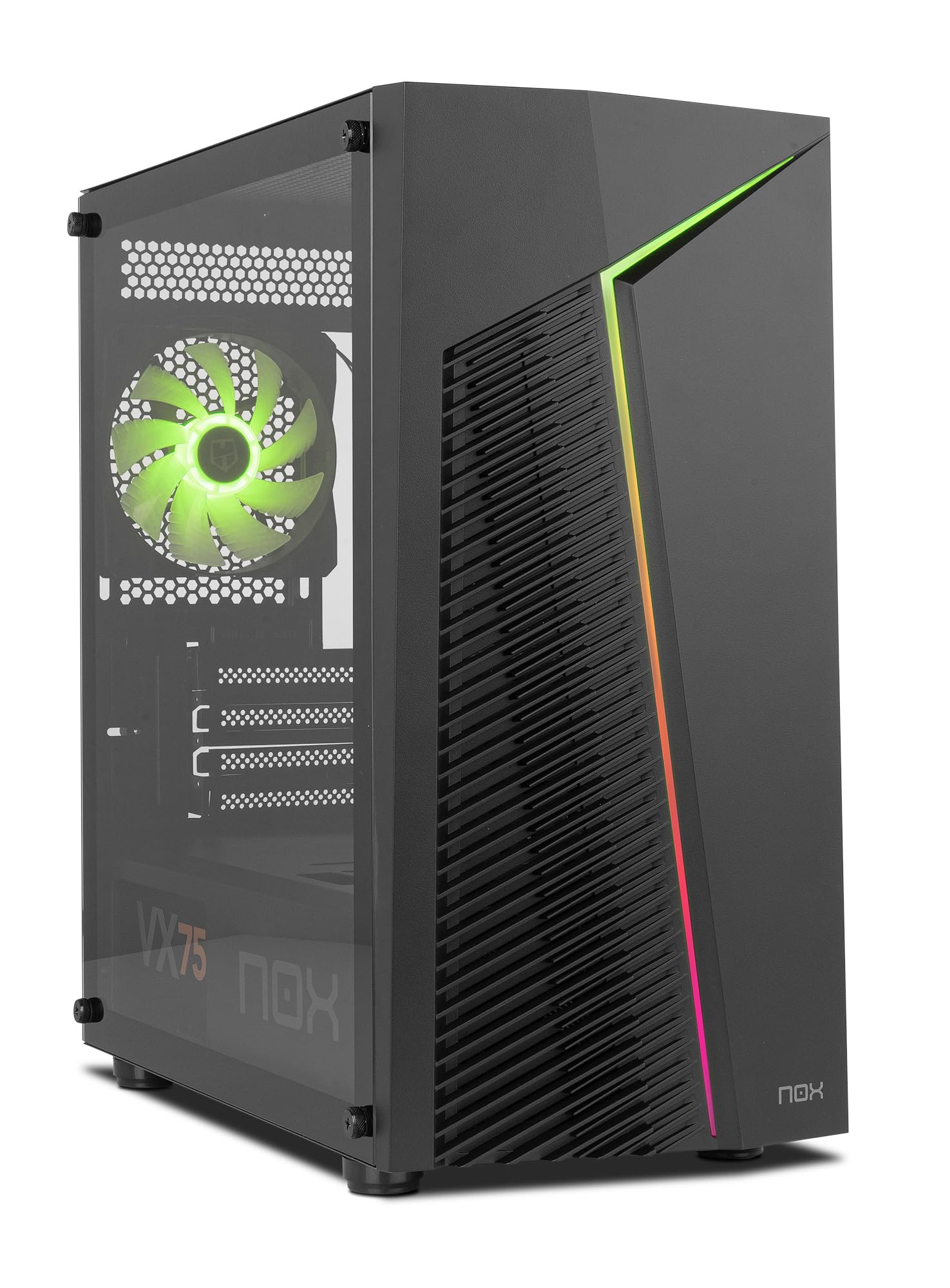 NOX XTREME PRODUCTS INFINITY ZETA - Mini Tower M-ATX/ITX ARGB Rainbow Dynamic, pannello laterale in vetro temperato, spazio per 6 ventole, compatibilità schede grafiche fino a 310 mm, USB 3.0, nero