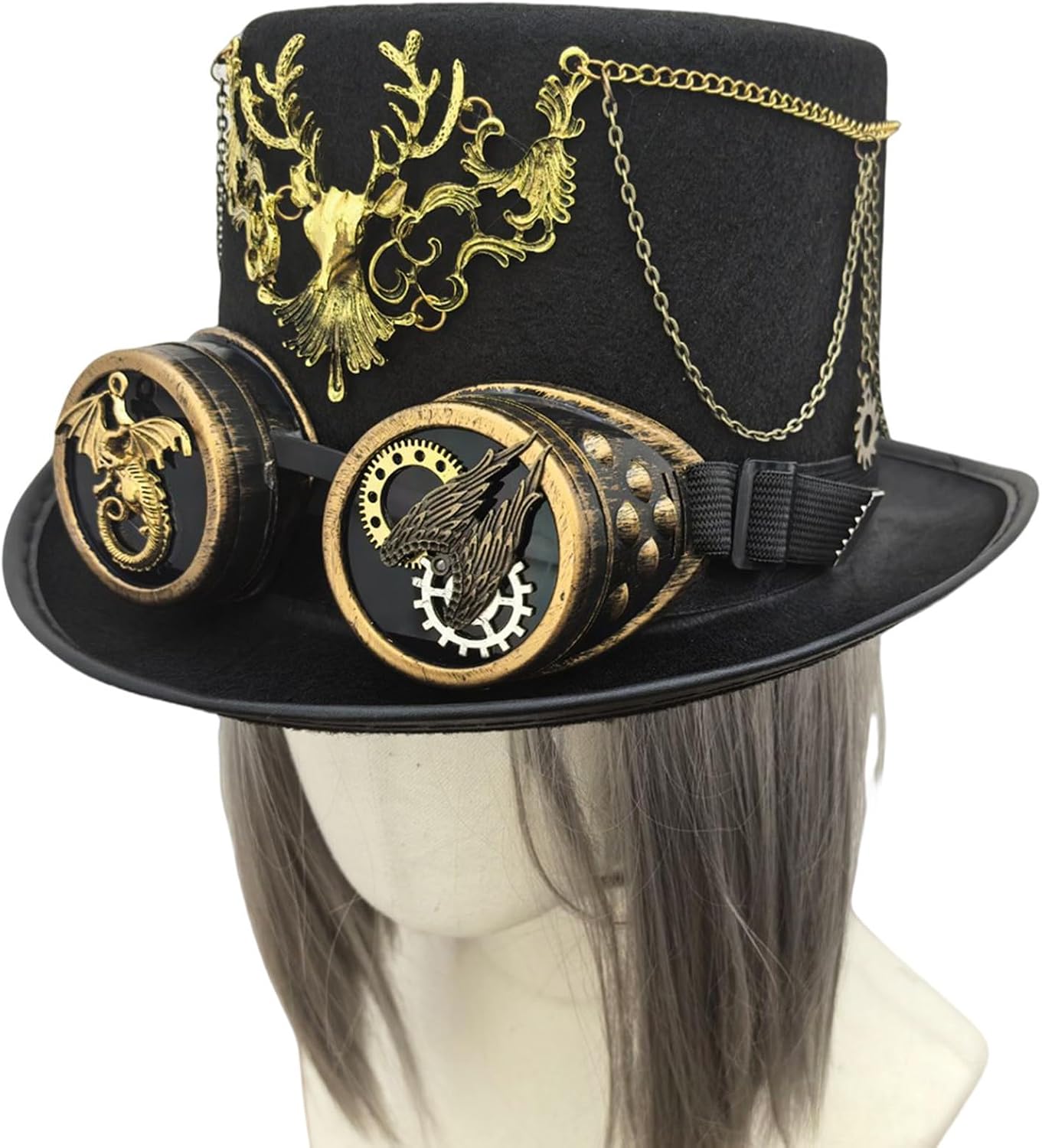 Victorian Styles Punk Hat and Felts with Metal Accents Fashion Themed Party Hat for Cosplay and Costume Parties Halloween Costume