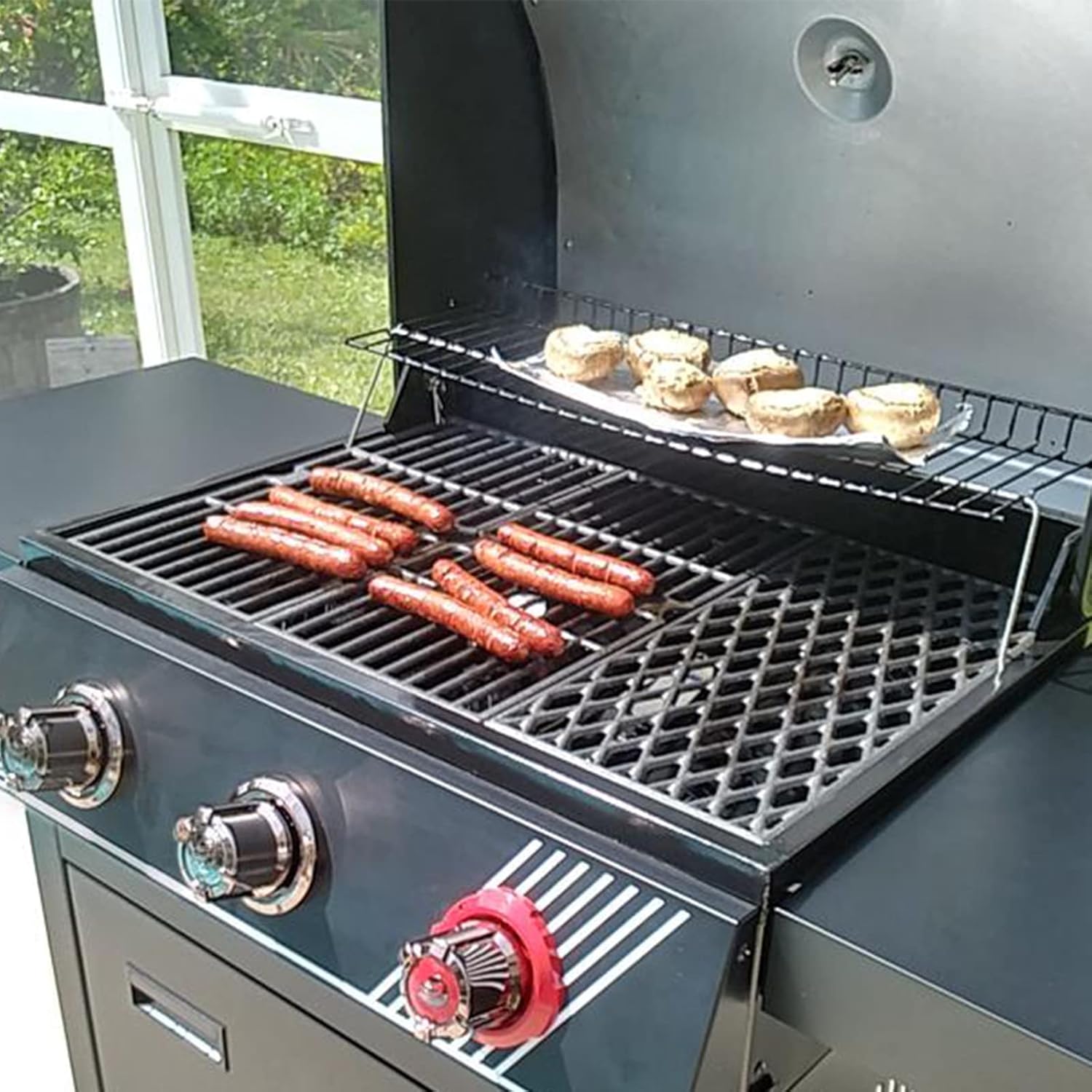 DGH474CRP DGF493BNP Grill Grates Replacement Parts for Dyna Glo 4 5 Burner DGF493PNP-D DGB495SDP DGB495SDP-D DGB493SPB DGB463CNP Grill Parts 70-01-911 70-02-656 Dyna-glo Cast Iron Cooking Grid Grates