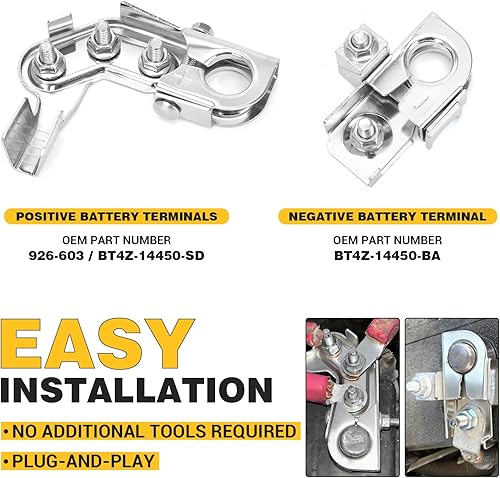 Miniatura 5 de 926-603 Conector de terminal de batería positivo con 3 postes auxiliares, repuesto para Ford F-250 F-350 F-450 y Chevy Silverado 1500 2500 3500,