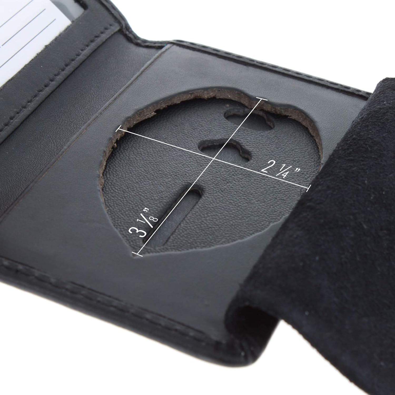 Genuine Leather Unisex Law Enforcement Badge Holder Wallet Case - Shield, Black
