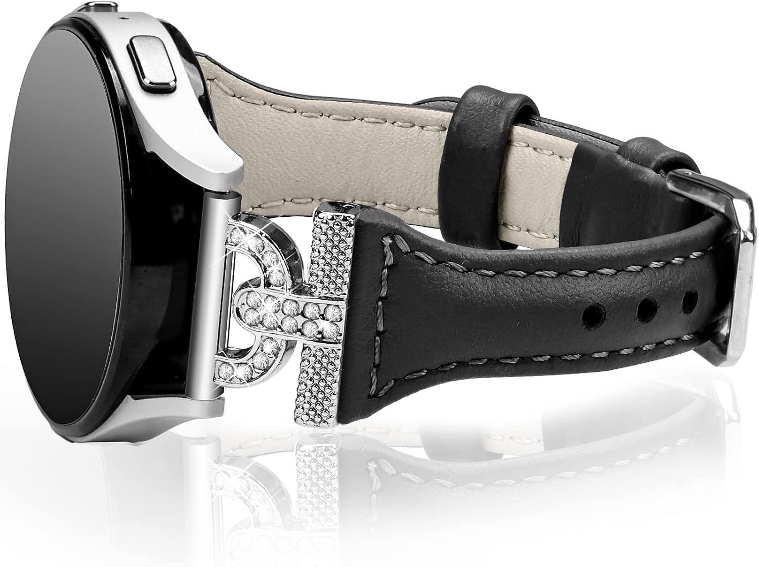 JOYOZY Genuine Leather Bands Compatible with Samsung Galaxy Watch 7/6/5/4/FE 40mm 44mm/Watch 5 Pro 45mm/Watch 6/4 Classic 42mm 46mm 43mm 47mm/Active2,Metal D-Shape Slim Leather 20mm Wristband Straps