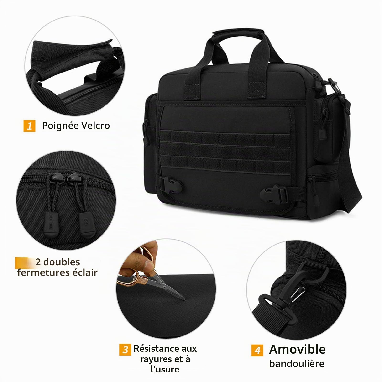 BAIGIO Sac ¨¤ Bandouli¨¨re Tactique Homme Sac ¨¤ Main Militaire Sacoche Porte-document Ordinateur Portable de 15,6 pouces pour Travail Voyage Sport, Noir, 43 x 12 x 29 cm, Noir, 43 x 12 x 29 cm,