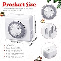 Vista 3 de Maxdot 4 temporizadores de 24 horas para enchufes eléctricos, temporizador mecánico de enchufe interior resistente, intervalos de 30 minutos