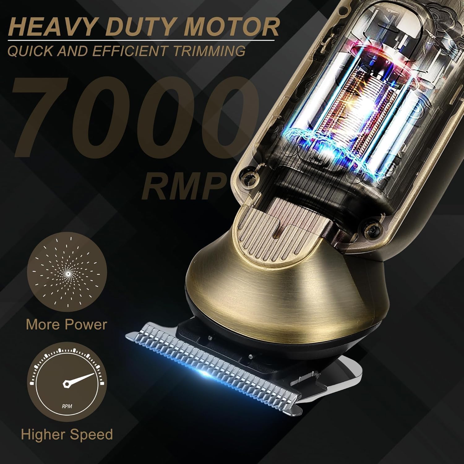 Professional Hair Clipper for Men Hair Cutting Kit Men's Beard Trimmer Hair Trimmer Shaver Cordless Barber Clippers and Trimmers Set Bronze - Image 2