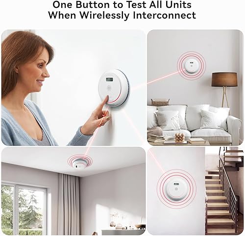 Miniatura 6 de Siterlink Detector de humo interconectado inalámbrico, detector de monóxido de carbono combinado con pantalla LCD, detector de humo y CO con batería