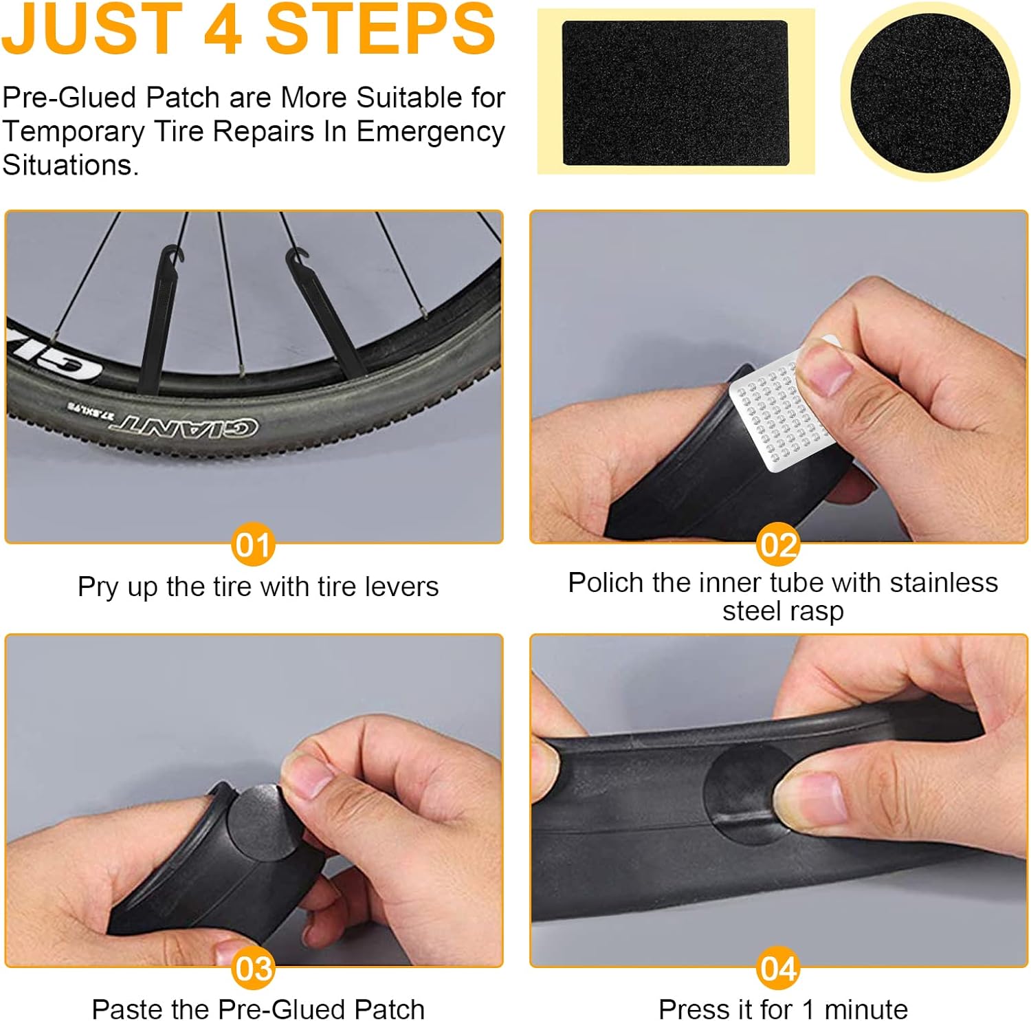 WANTERONG Bike Tire Patch Repair Kit: Bike Inner Tube Repair Kit with 20 PCS Vulcanizing Patch 9 PCS Glueless Puncture Patches Valve Core Metal Rasp and Tire Lever for MTB BMX Road Mountain Bicycle : Sports & Outdoors