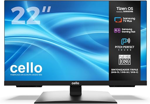 Cello C2226TZH 22" Full HD Smart LED TV, Samsung Tizen OS, Gaming Hub, Bluetooth, Triple Tuner and Pitch Sound [Energy Class E]