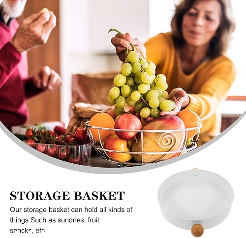 Miniatura 7 de Cabilock Bandeja de madera maciza Placa de fruta redonda Bandeja de almacenamiento decorativa