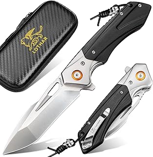 LOTHAR LICH KING Pocket Knife, 3.5 Inch D2 Steel Folding Knife with Clip, G10 Handle, Razor Utility Knife, Flipper Assisted Opening, Exotic Touch EDC Knife, Gifts Pocket Knife for Men Women