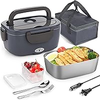 Carsolt 80W Electric Lunch Box Heater | 1.5L Portable Food Warmer for Car/Home/Office, 12V/24V/110V Leakproof Adult Lunchbox