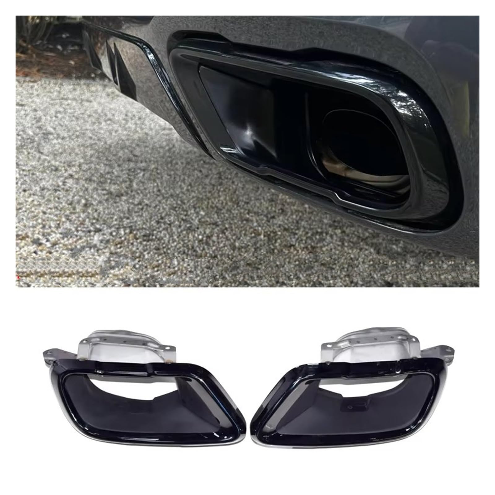 Terminali Scarico Per BMW X5 G05 X6 G06 X7 G07 2020+ Terminali Scarico Auto Sport Neri Quadrati Acciaio Inossidabile(Style A Black)