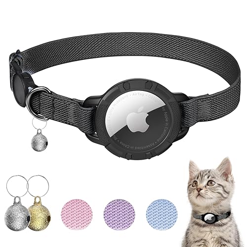 AirTag Cat Collars, Stretchy Collar with Apple AirTag Holder and
