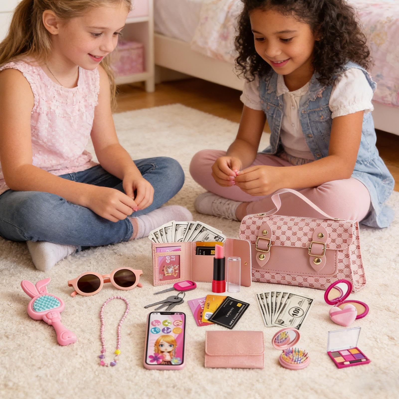 Scatola di trucco giocoso per bambini Borsa da principessa portatile per