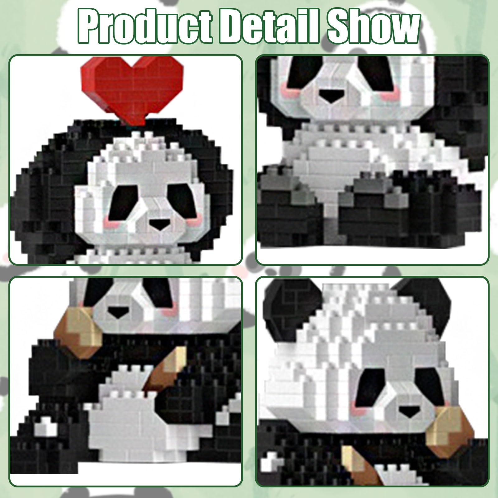 Set Di Mattoncini Da Costruzione Panda 2 In 1 - Mini Blocchi Per Bambini 9+ Anni - Gioco Educativo - 5