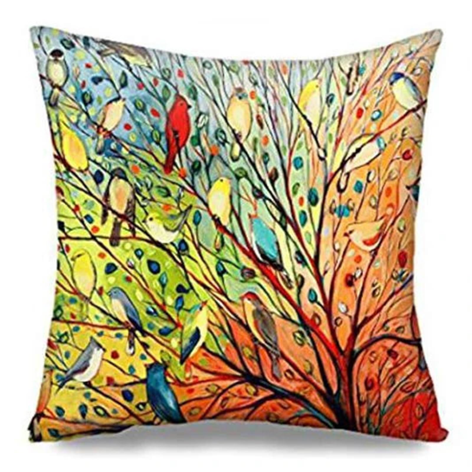 SHBHWS Branch Bird Flower Linen Pillowcase Sofa Cushion Cover Home Decoration 40x40 50x50 60x60 45x45 For Living Room Sofa(Color 1,600mm*600mm)