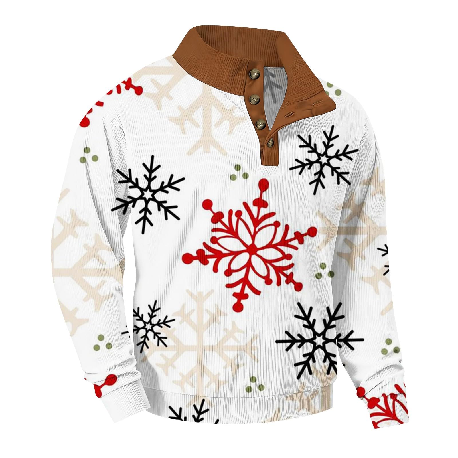 Sudadera de Navidad para hombre divertida muñeco de nieve reno top plus tamaño vestido de Navidad 1/4 botón manga larga suéter top novedad trajes navideños de moda ropa de vacaciones regalos