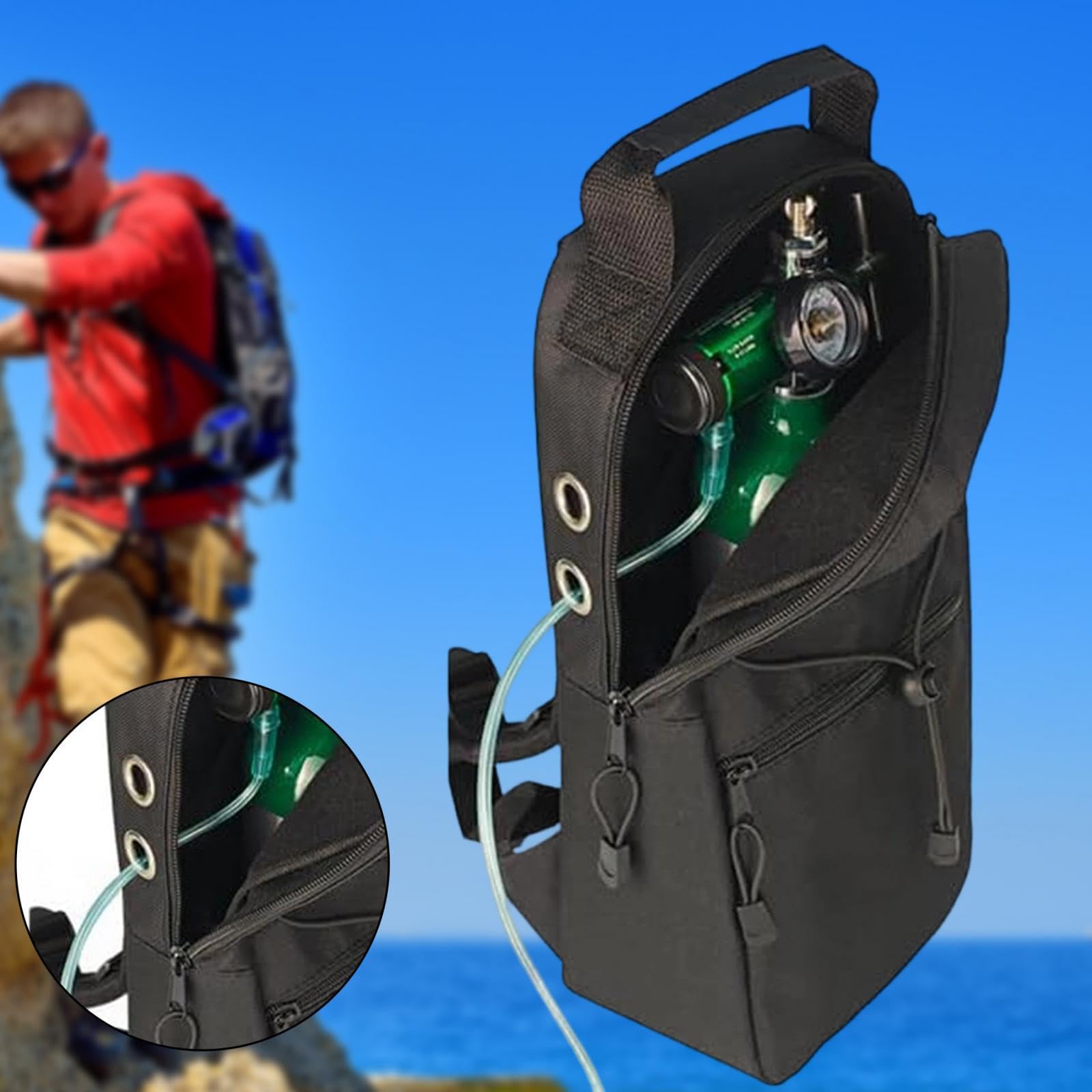 Amagogo Zaino per bombole di ossigeno da 2 litri, borsa porta bombole di ossigeno, maniglia superiore di, resistente, pratica borsa per il