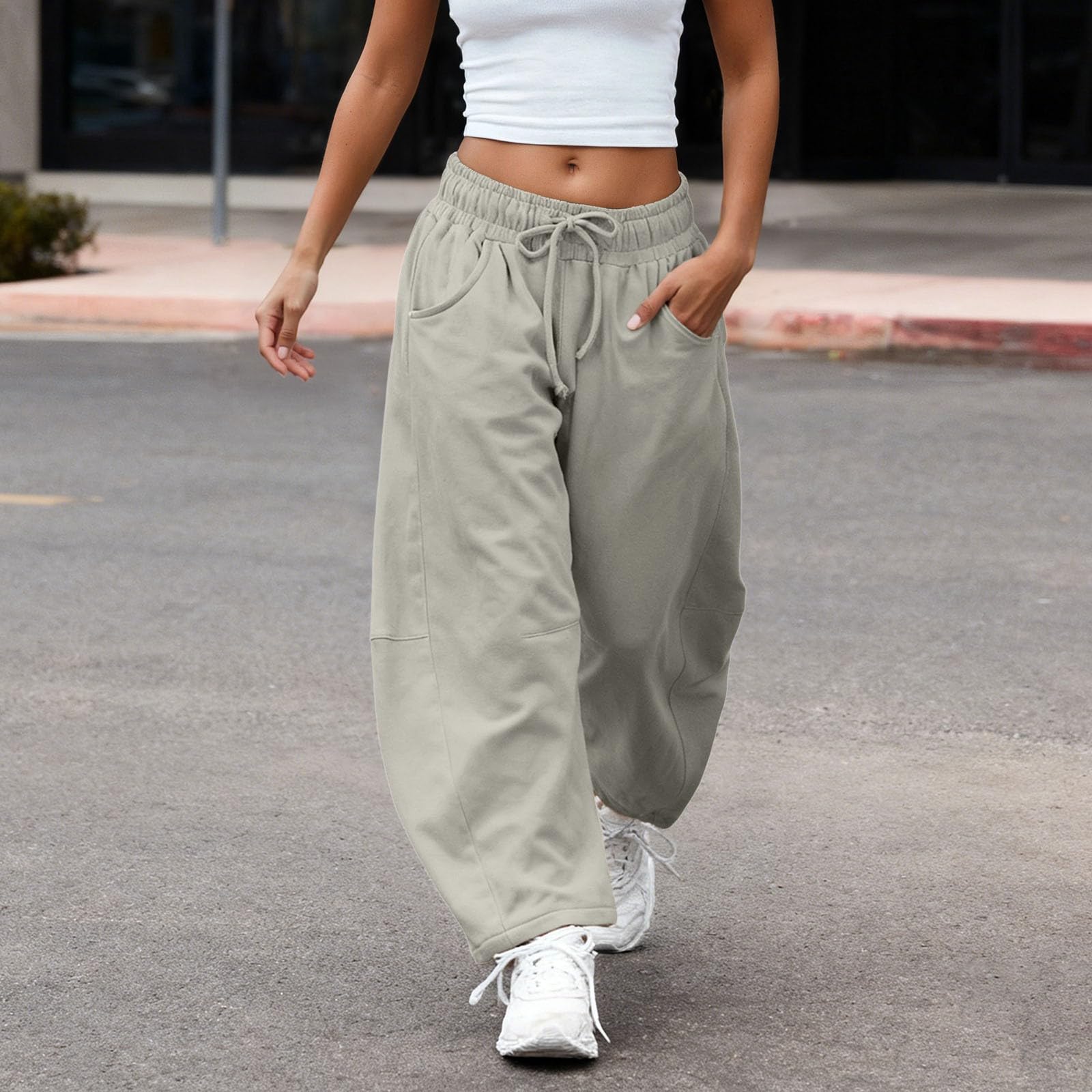 Pantalones de chándal para mujer, holgados, pantalones de deporte de pierna ancha, pantalones de chándal de moda, pantalones de chándal de cintura alta, cómodos, pantalones de entrenamiento