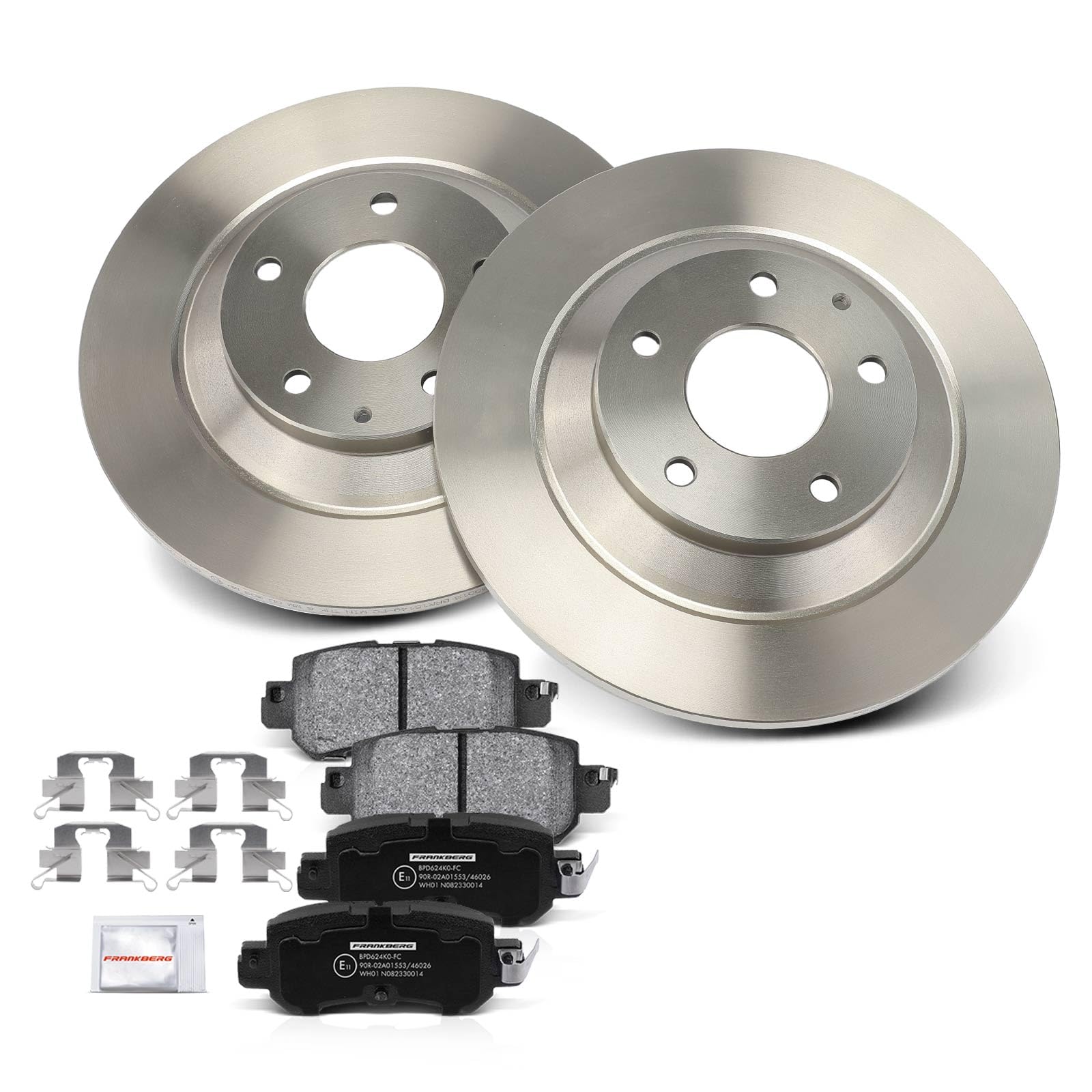 Frankberg Bremsensatz inkl. 2x Bremsscheiben + 4x Bremsbeläge Hinten Kompatibel mit CX-5 GH KE Replace# K01126251B,K0Y12648ZC9C