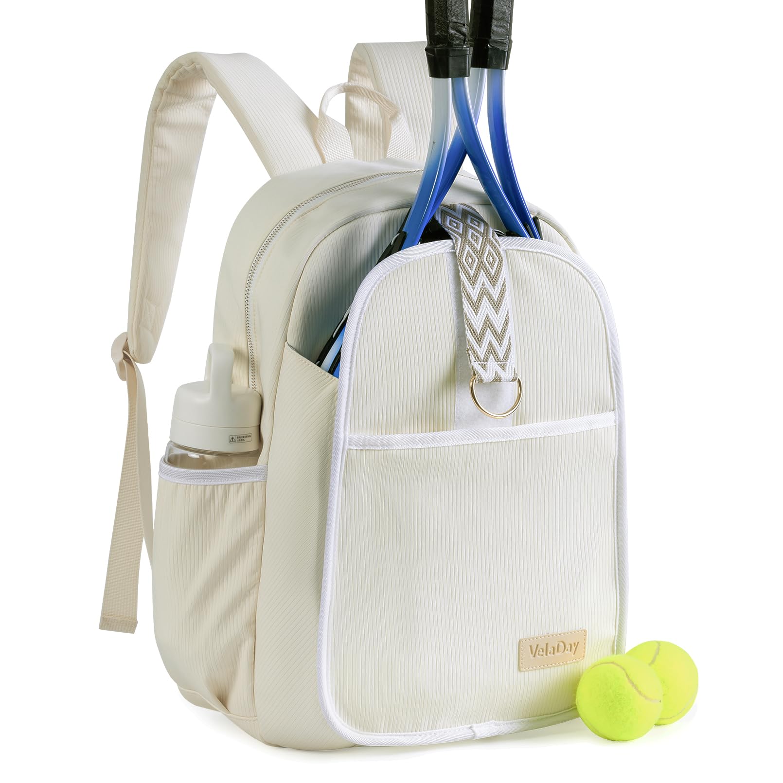 VELADAY Tennis Bag for Women Girl, Stylish Quilted Tennis Pickleball Racket Backpack Wet Pocket, Women Weekend Bag for Travel