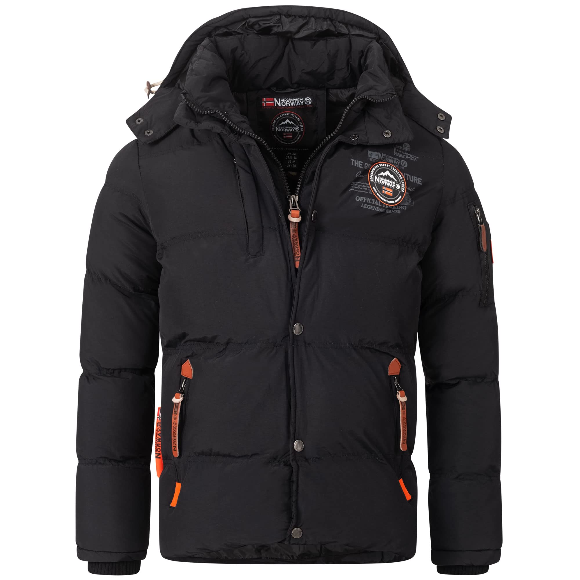 Geographical Norway Chaqueta acolchada de invierno para hombre, con forro, cálido anorak, chaqueta de snowboard para el invierno/otoño en paquete con gorro UD