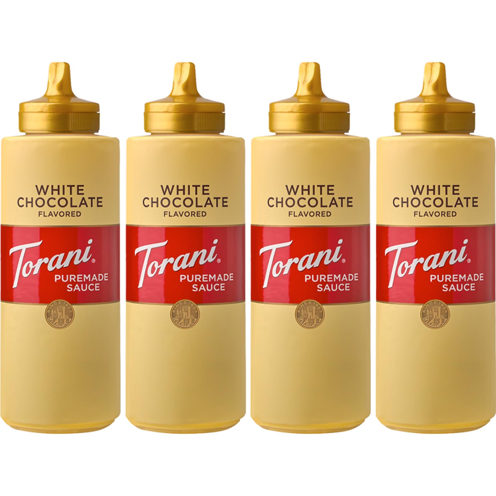 ToraniPuremade White Chocolate Sauce (4 x 468g) – Rich, Creamy Flavour with No Artificial Ingredients – Ideal for Coffee, Milkshakes or Hot Chocolate – Ice Cream Sauce for Desserts, Pancakes & More