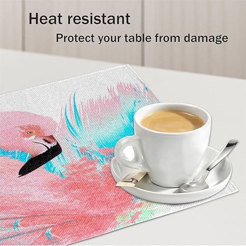Miniatura 5 de Cute Flamingo Style Placemats Set of 4 Table Mats Washable Placemat Waterproof Place Mats for Party Home Dining Table Decor 18x12 in