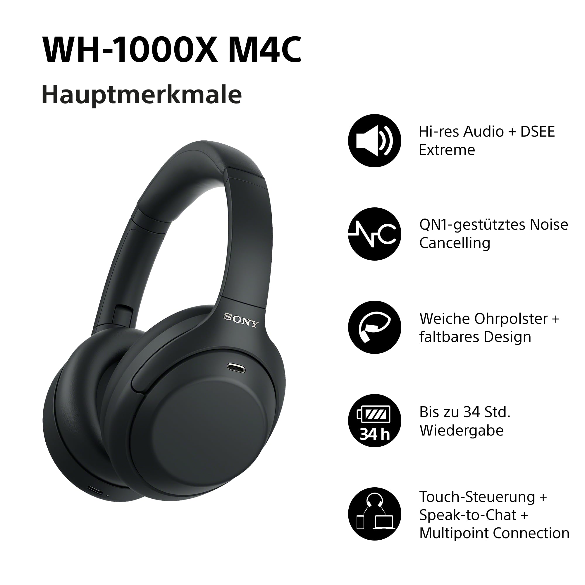 Sony WH-1000XM4C – kabellose Noise Cancelling Kopfhörer mit Apache 207 EQ