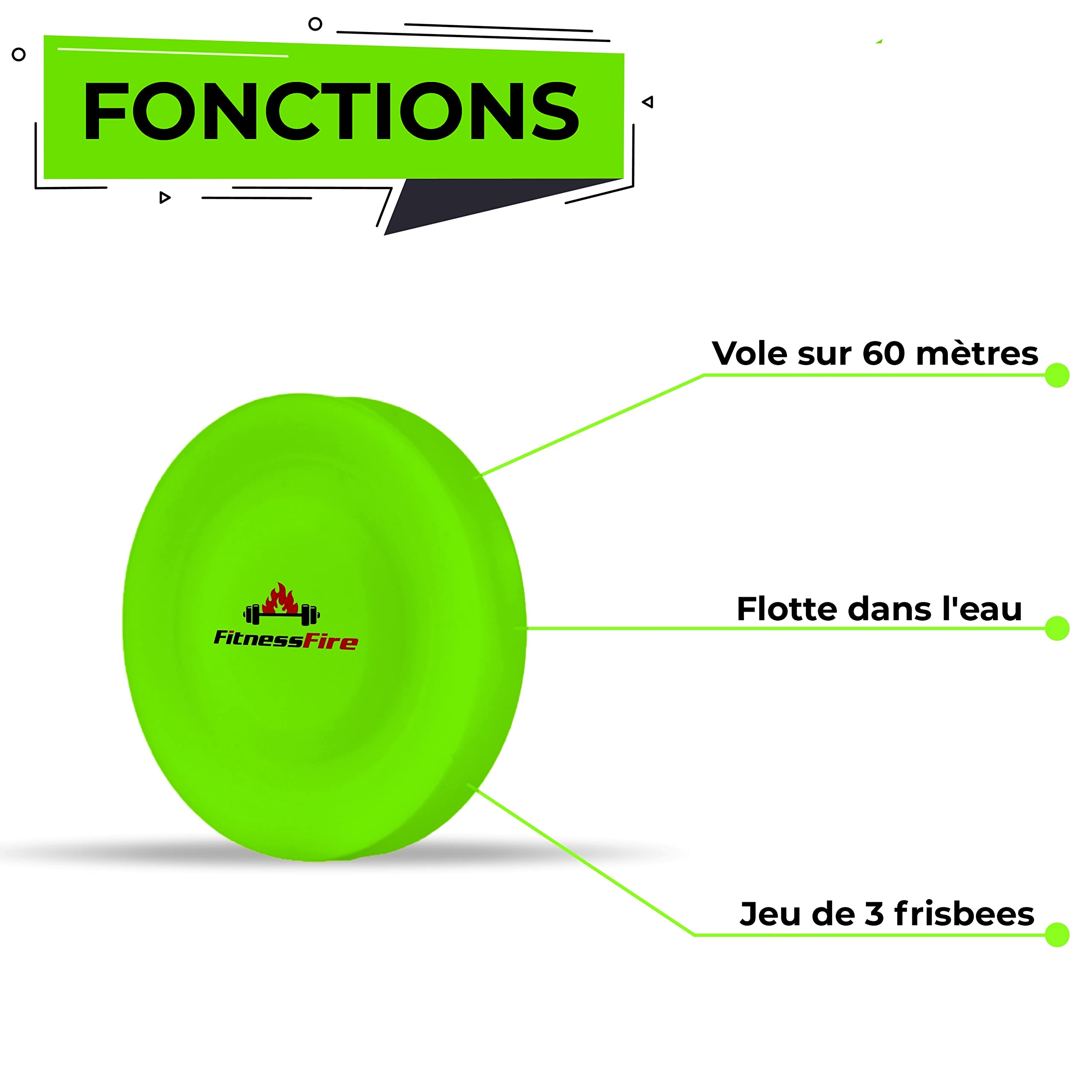 Set de 3 Mini frisbees - Le Petit Disque de Frisbee Vole à Plus de 60 mètres - Le Nouveau Sport à la Mode - Alternative au Frisbee Ordinaire
