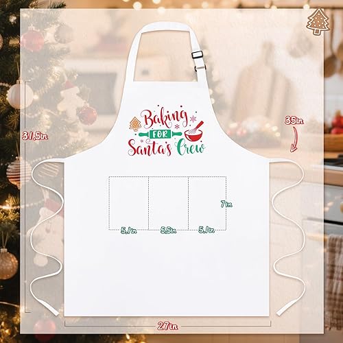 Miniatura 2 de NLUS Delantales de Navidad para mujeres y hombres con 3 bolsillos, delantales ajustables para cocinar en la cocina, divertidos regalos de Navidad