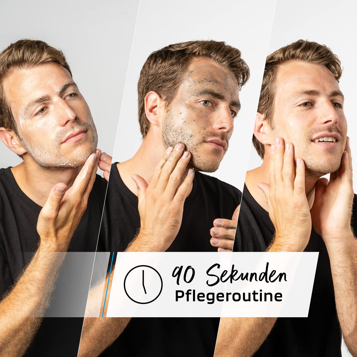 SKINBRO Gesichtspflege Männer Set | Made in Germany | 3er Skincare Pflegeset Herren - Reinigung, Peeling und Gesichtscreme Coffein Vegan | Ideales Geschenkset Männer | Cleanser, Care & Moisturizer