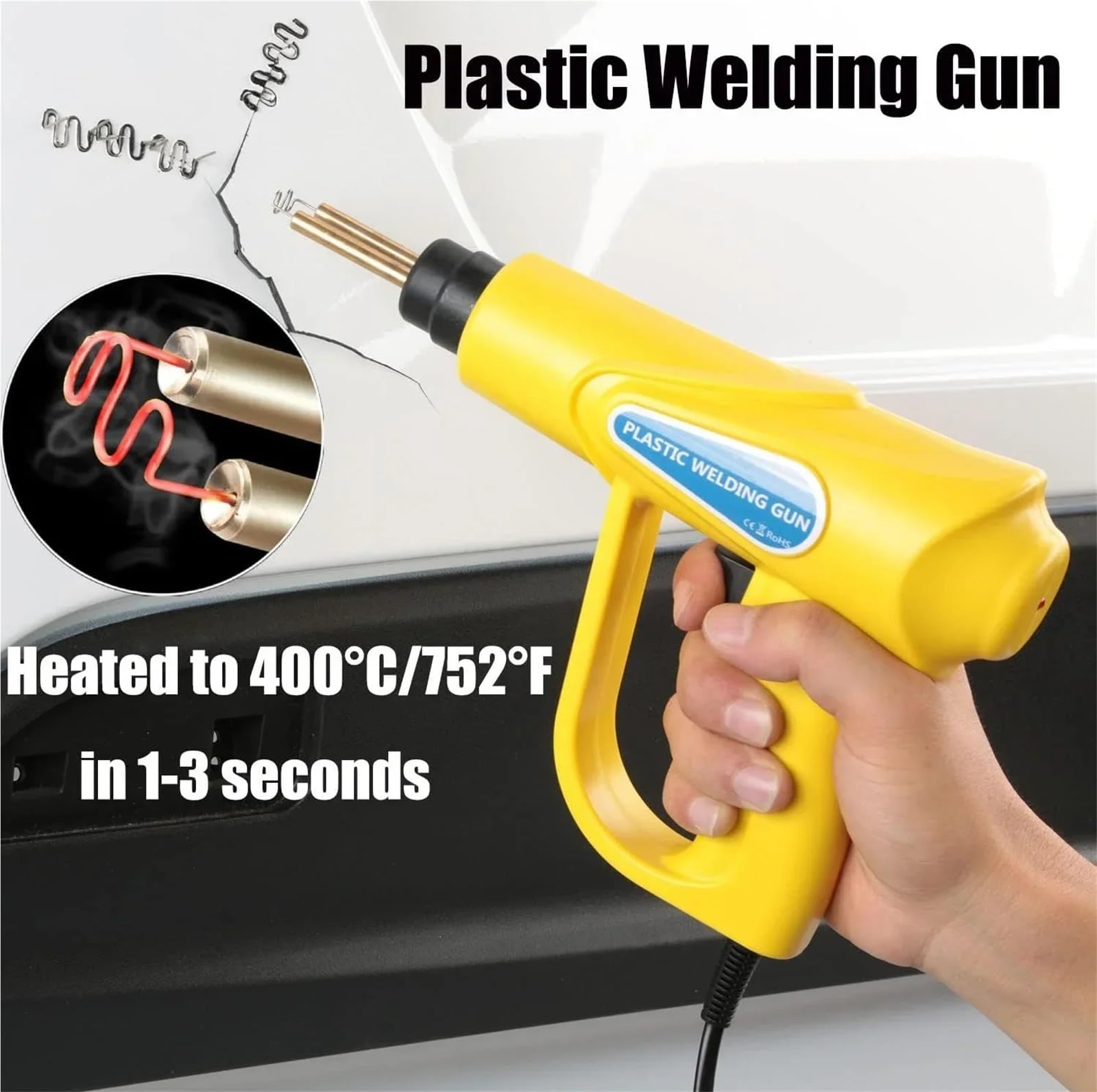 Kit di riparazione paraurti auto Para pinzatrice a caldo per saldatura plastica da 70 W, macchina di riparazione per saldatura Para pinzatrice a cald Kit Riparazione Paraurti Auto