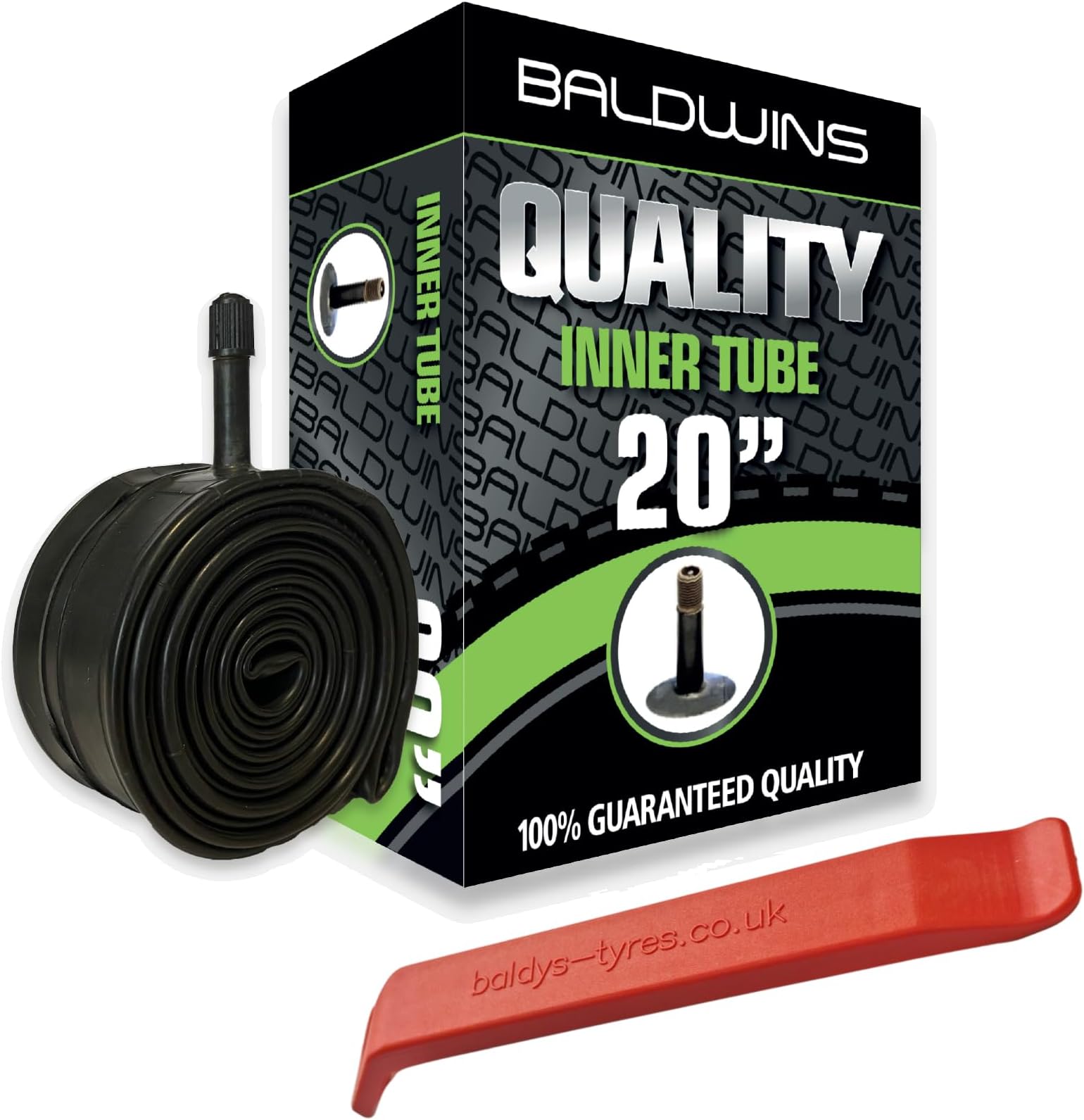 Baldwins FAT Bike Inner Tube 20 x 4.0 to 4.25 Schrader Valve & BALDY'S TYRE LEVER