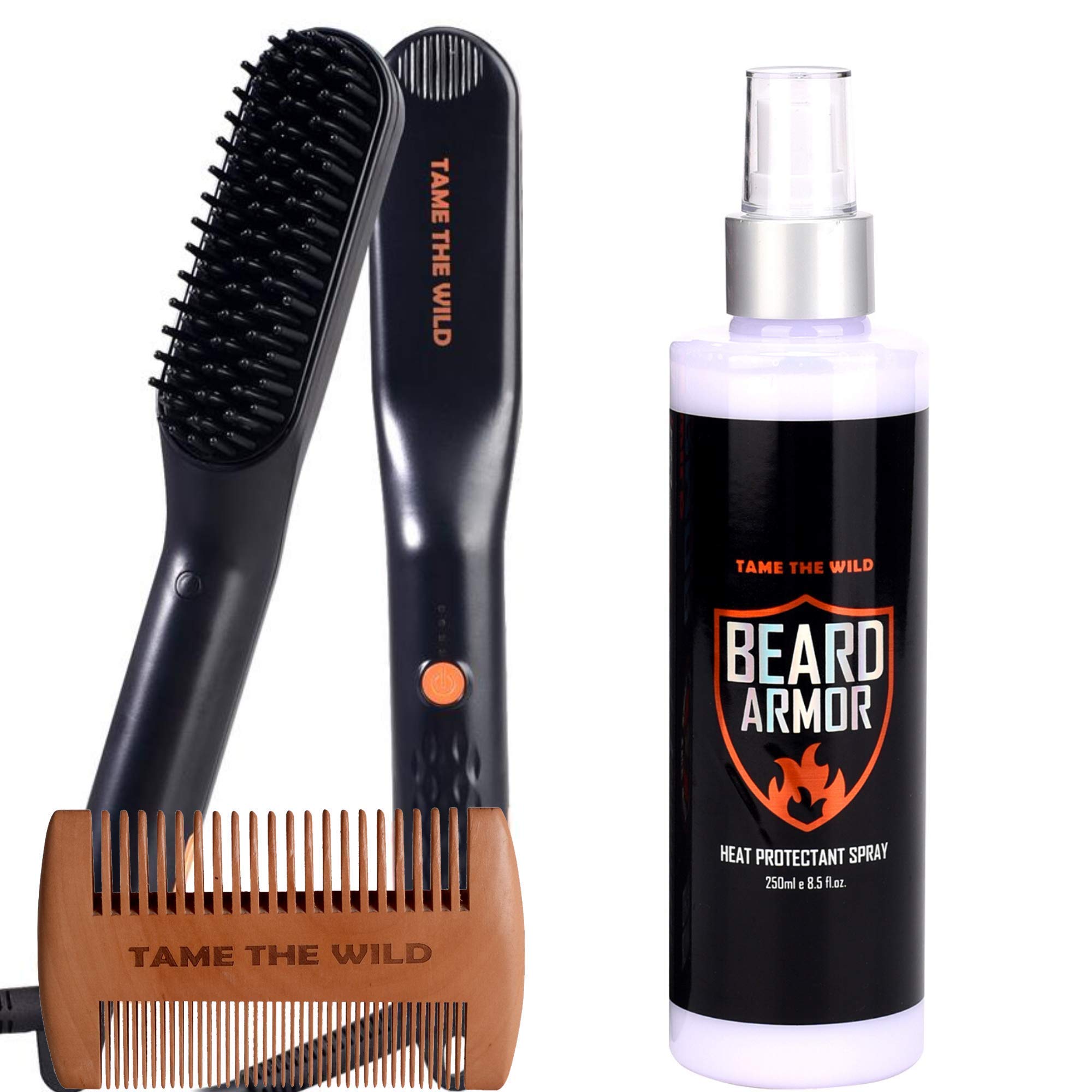 Tame's Easy Glide Beard Straightener and Tame's Beard Armor Heat Protection Spray - Bundle and Save
