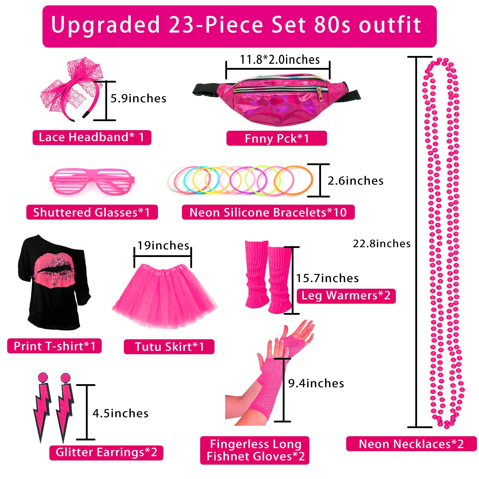 80er 90er Jahre Outfit Damen Set für Mottoparty Karneval Fasching