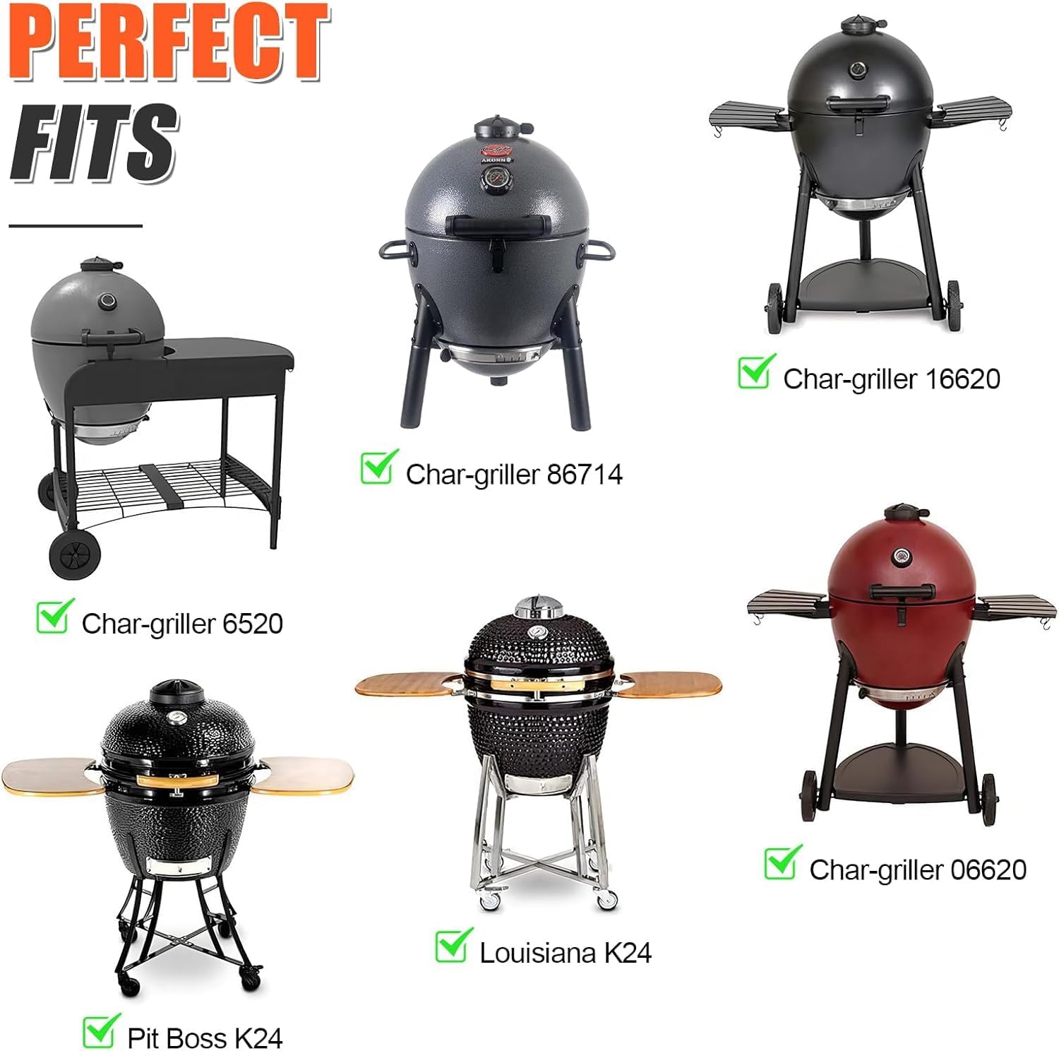 QuliMetal Round Grill Grate 19.5" for Akorn Kamado Ceramic Grill, Pit Boss K24, Louisiana Grills K24, Char-Griller 16620, Solid Rod Round Coookin Grate Grill Grid, Heavy Duty Cast Iron