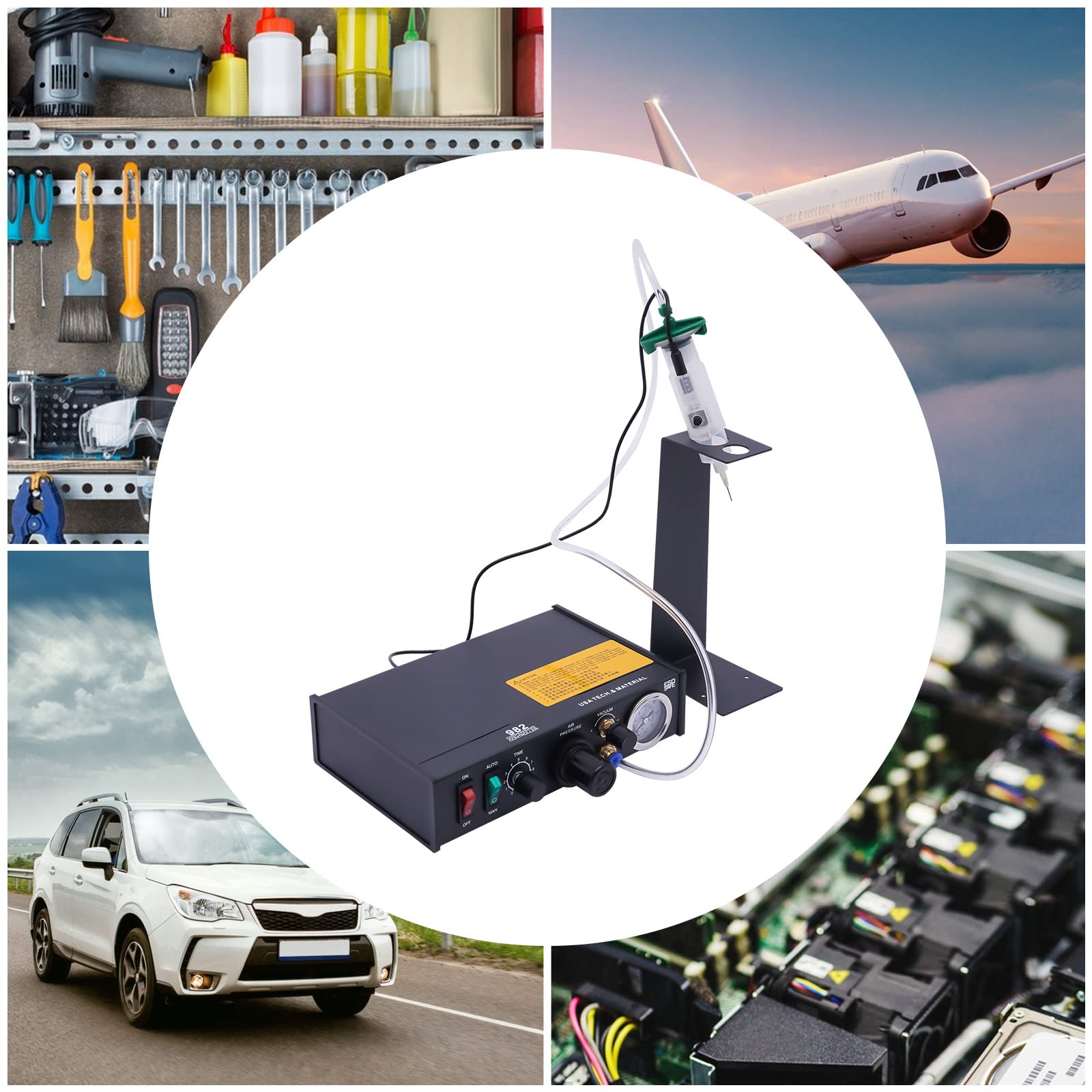 Dispensador de pegamento semiautomático dispensador neumático controlador semiautomático adhesivo máquina con medidor de presión de aire máquina de pegamento de precisión para pegamentos, resina epoxi
