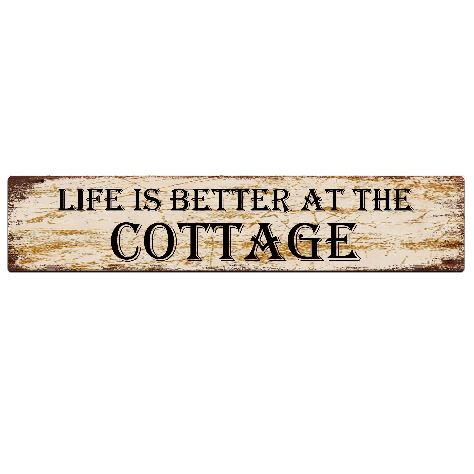 Life is Better at The Cottage Retro Tin Signs Aluminum Metal Sign for Kitchen Home Garden Wall Bar Cafe Decor 4x16 Inch
