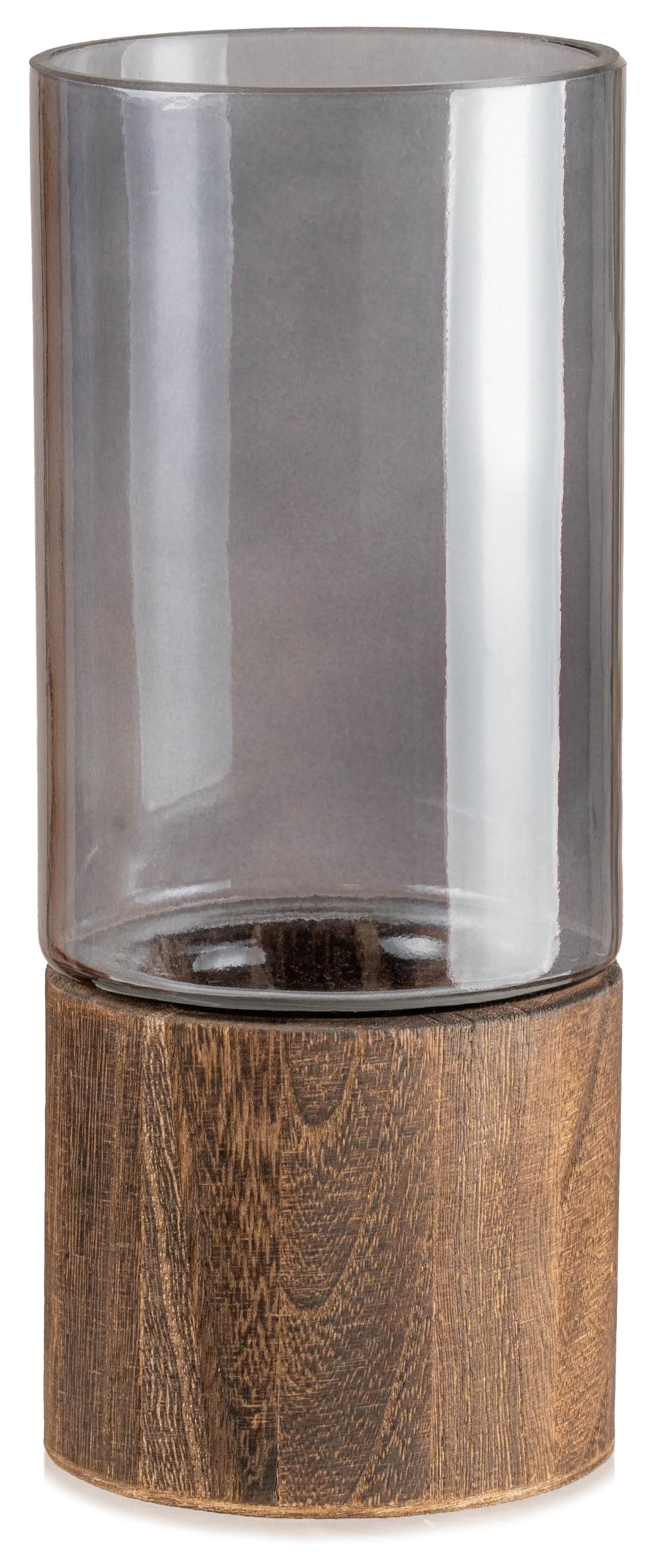 Vase artistique en verre avec base en bois pour fleurs et bureau
