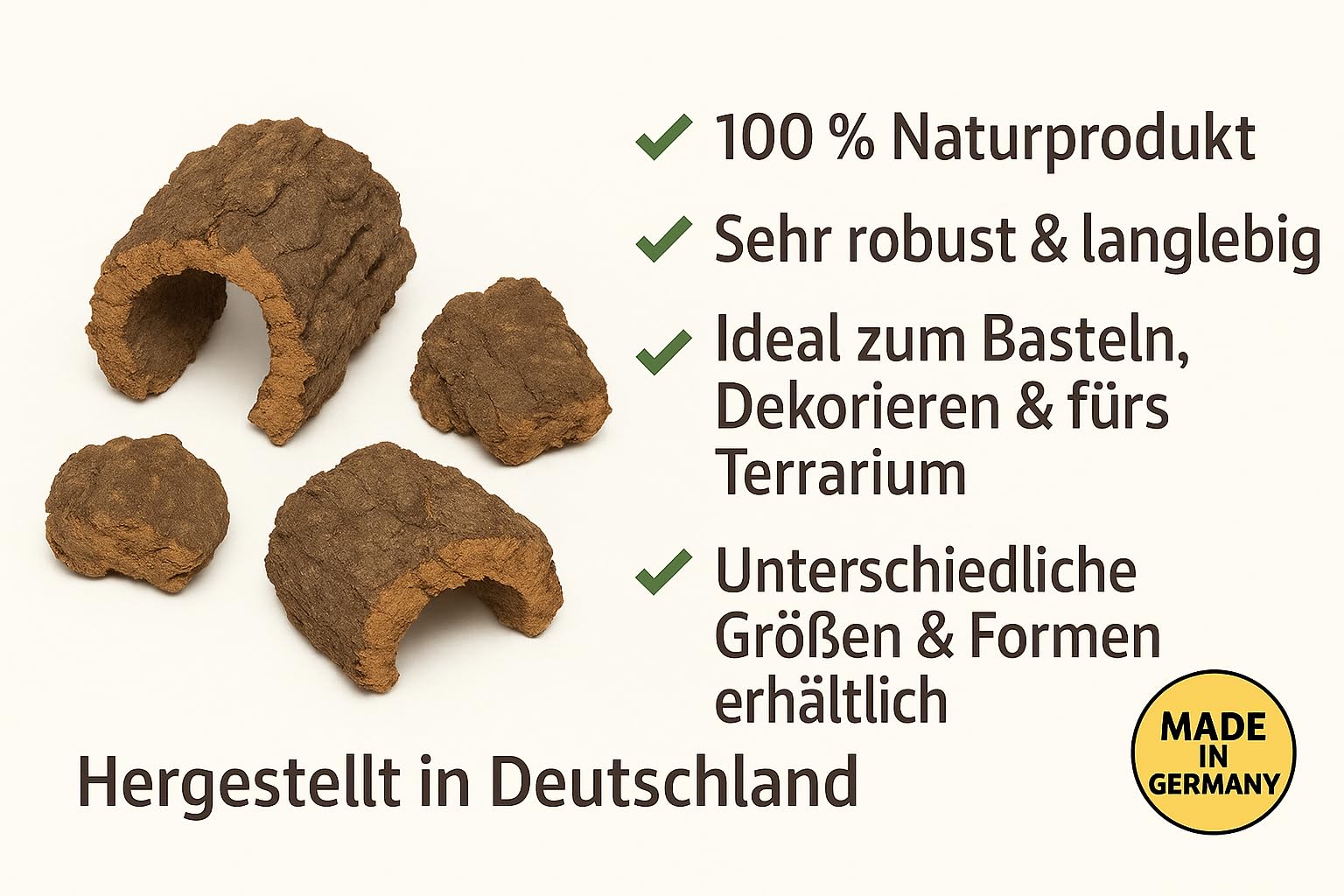 Bastelkork 500g – Natur Korkrinde & Korkröhren, ca. 7 Stücke, Basteln, Dekoration & Terrarium Zubehör