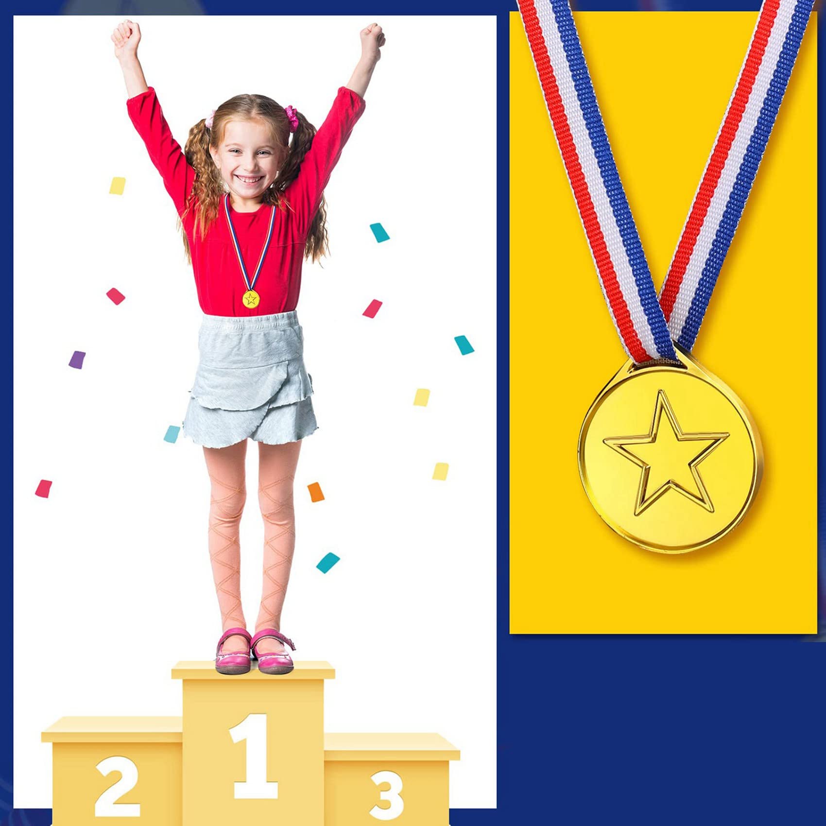 ISTOVO 300 Pezzi Medaglie Vincitore in Plastica per Bambini Medaglie Premio Vincitore D' per Stile, Decorazioni per Feste E Premi