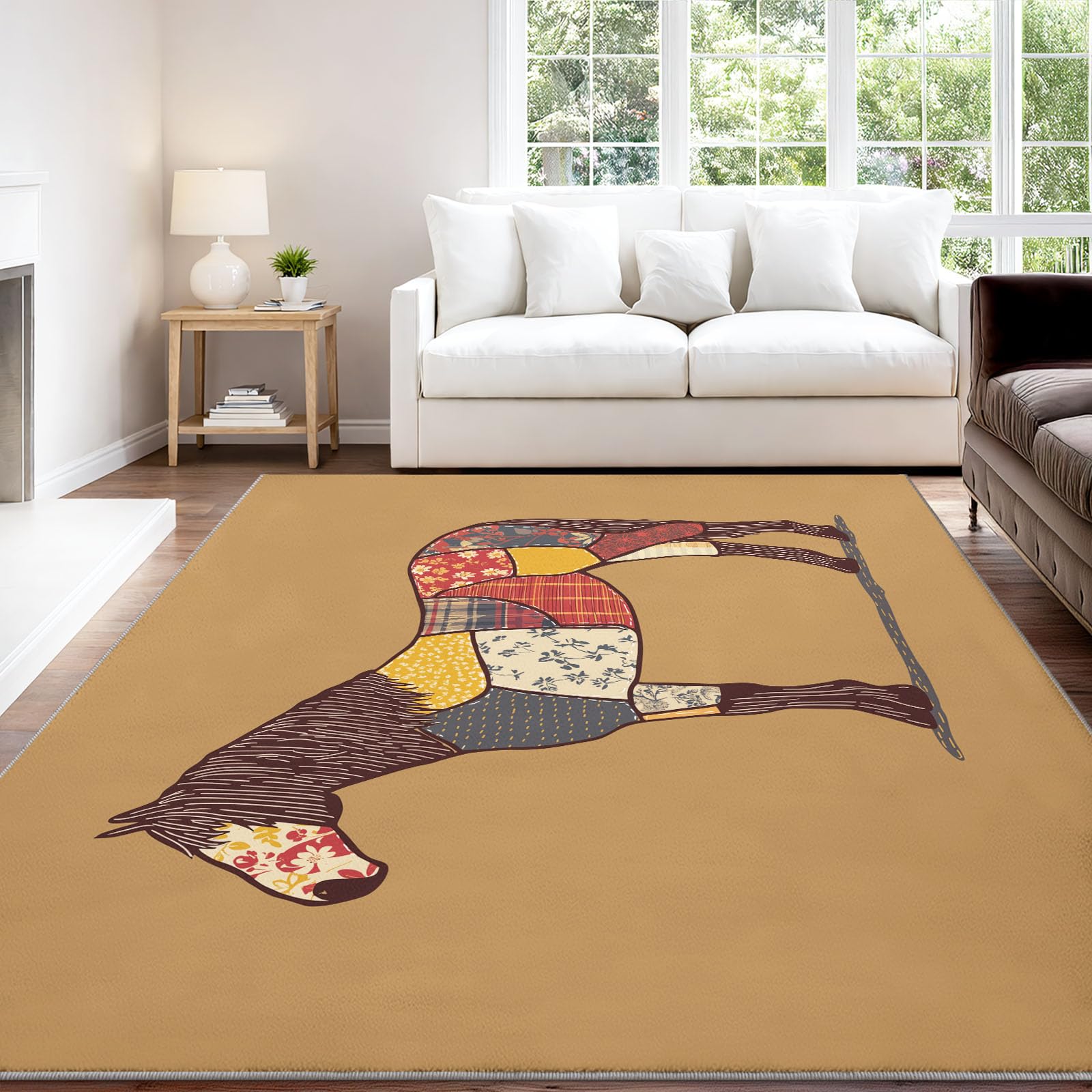 Tappeto vintage country, 140 x 200 cm, antiscivolo, lavabile, patchwork, tappeto per soggiorno, camera da letto, tappeto stampato, tappeto per interni