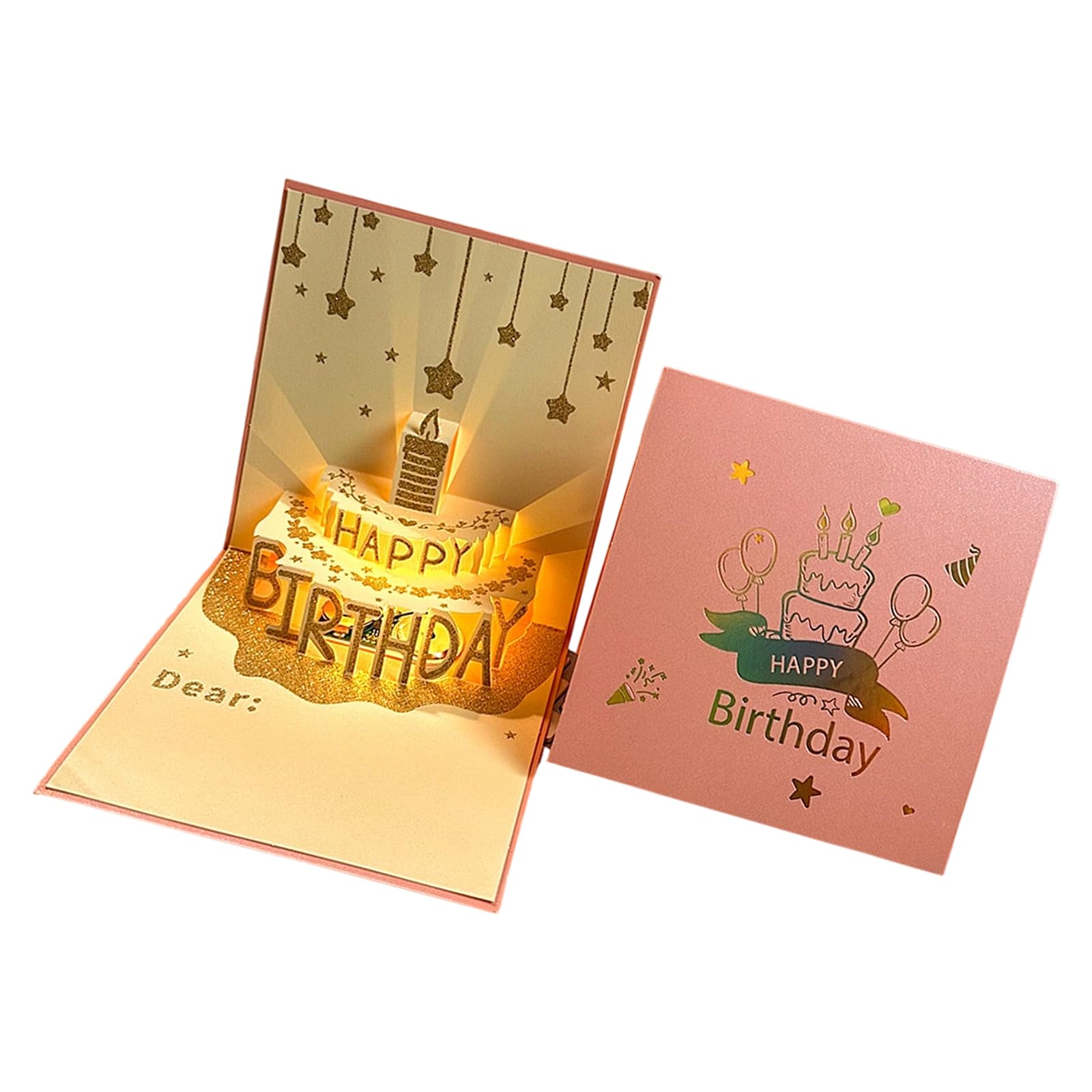 WAGHAVEN 3D Popup Birthday Card with Music and Lights Foldable Greeting Card with Envelope Gift Postcard for Family Birthday Popup