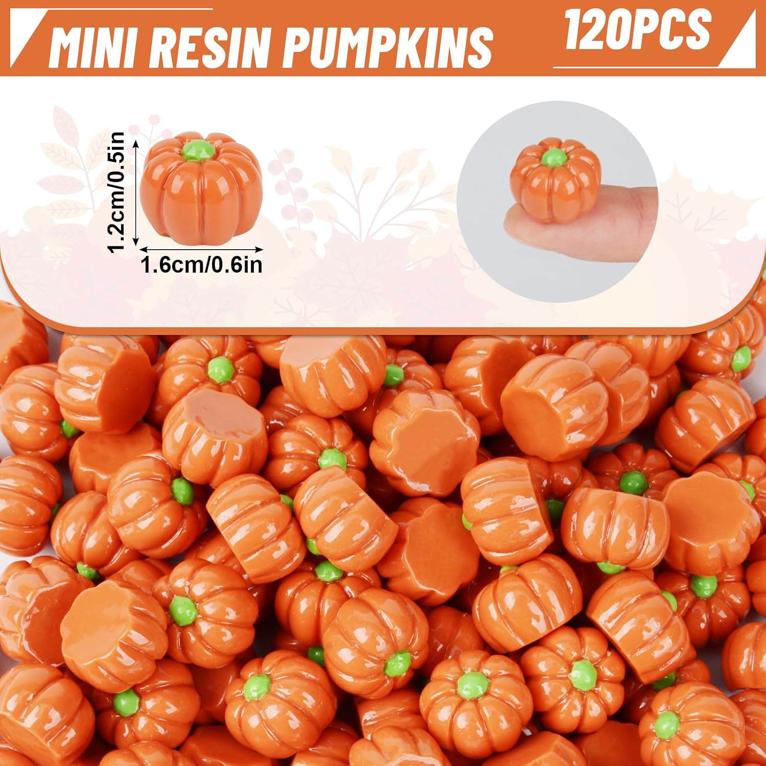120 Pcs Mini Resin Pumpkins, Small Artificial Pumpkins for Fall Decor