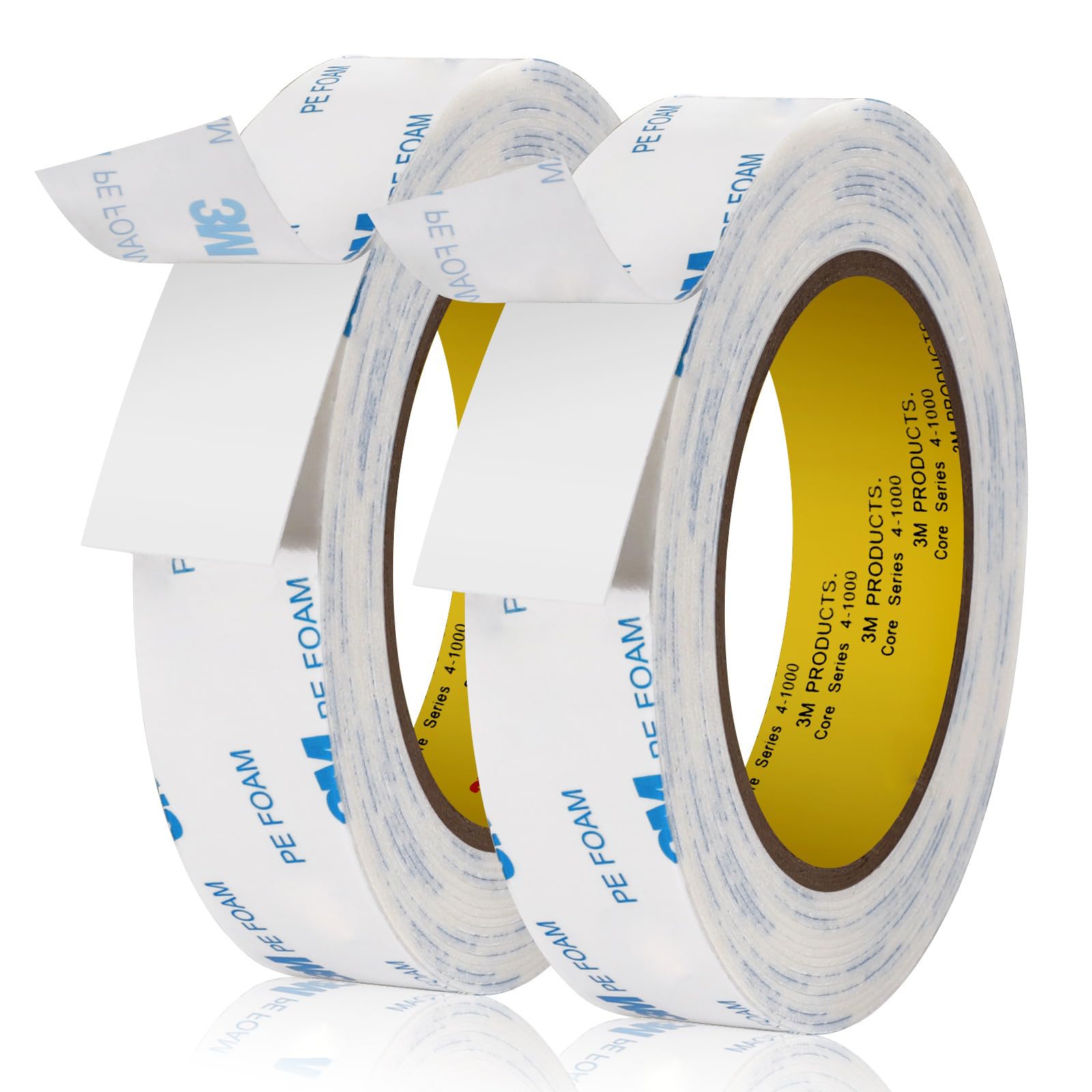 UPINS Double Sided Tape, Heavy Duty Mounting Tape for Walls 2 Rolls 1 in x 16.5 ft Strong Adhesive Mounting Foam Tape Strips for Picture Poster