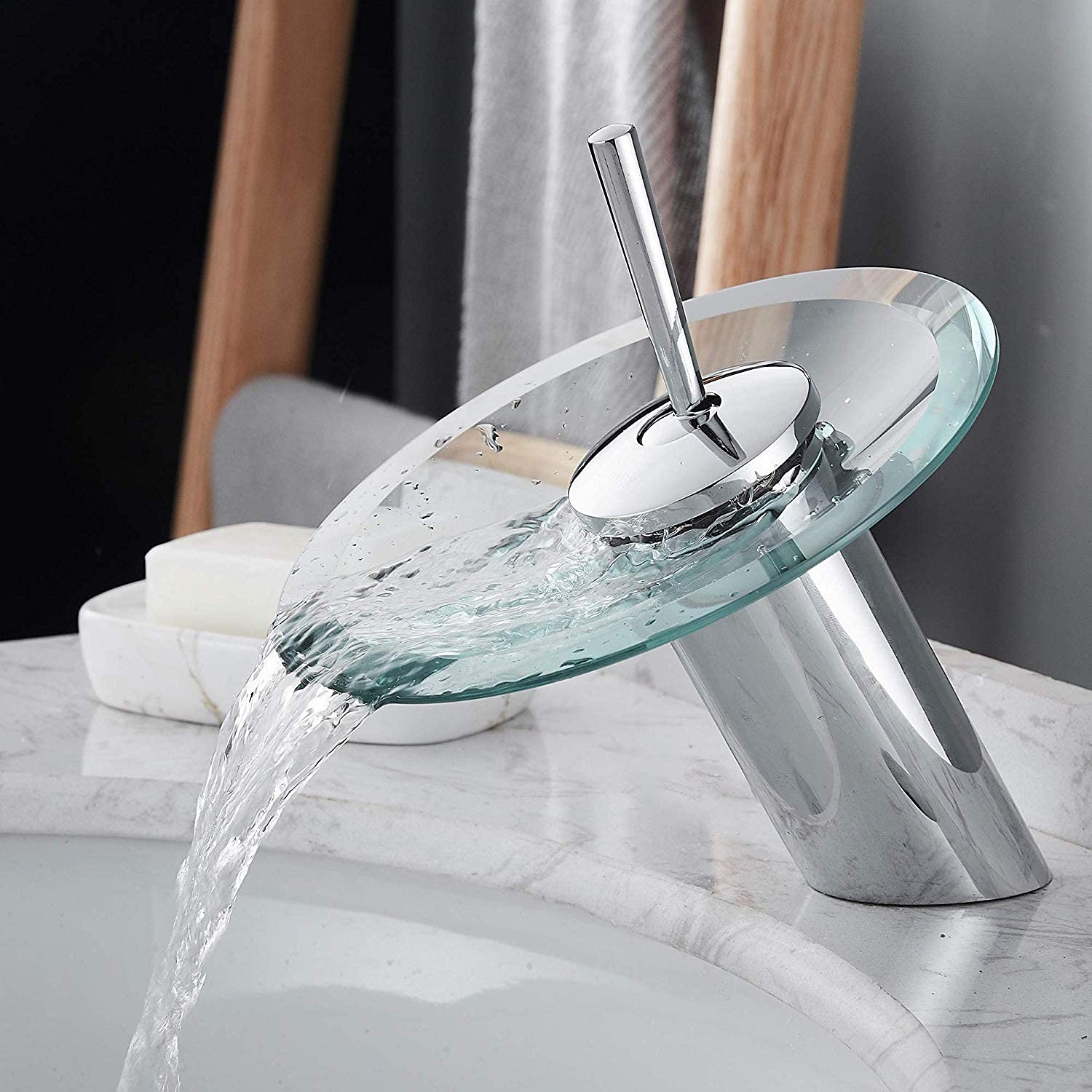 24x7 eMall Glass Waterfall Mixer Bathroom Faucet Brass Single Lever Basin Vanity Lavatory Vessel Sink Faucet. (B09MB1MCC9) Amazon Price History, Amazon Price Tracker