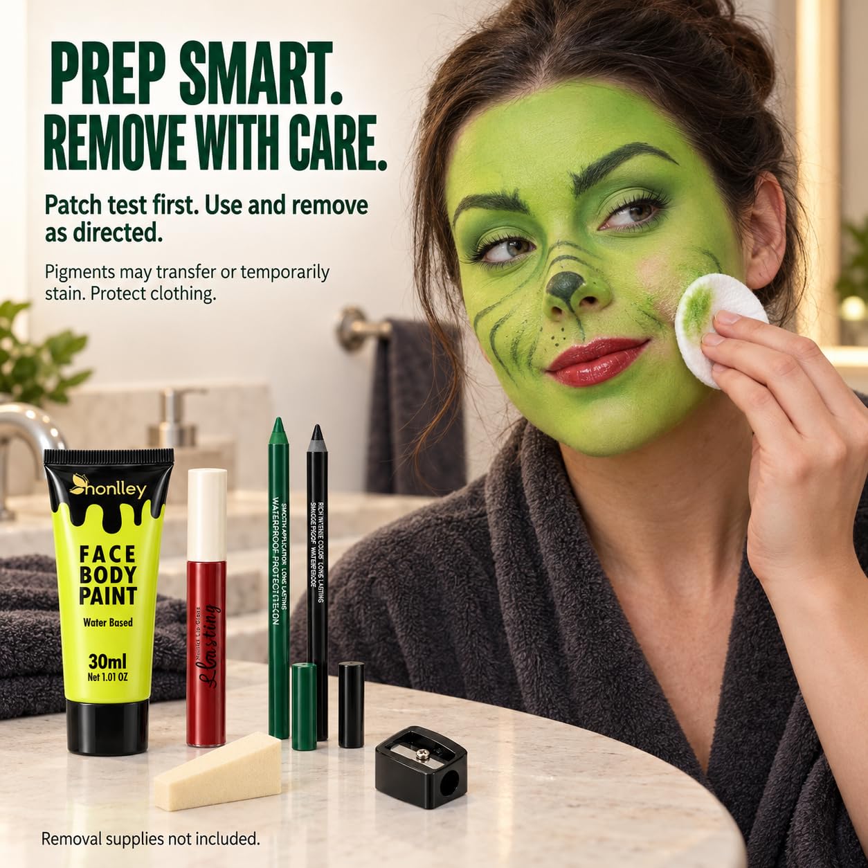 Halloween Grinch Green Face Paint Kit,30ml Ogre Green Body Makeup