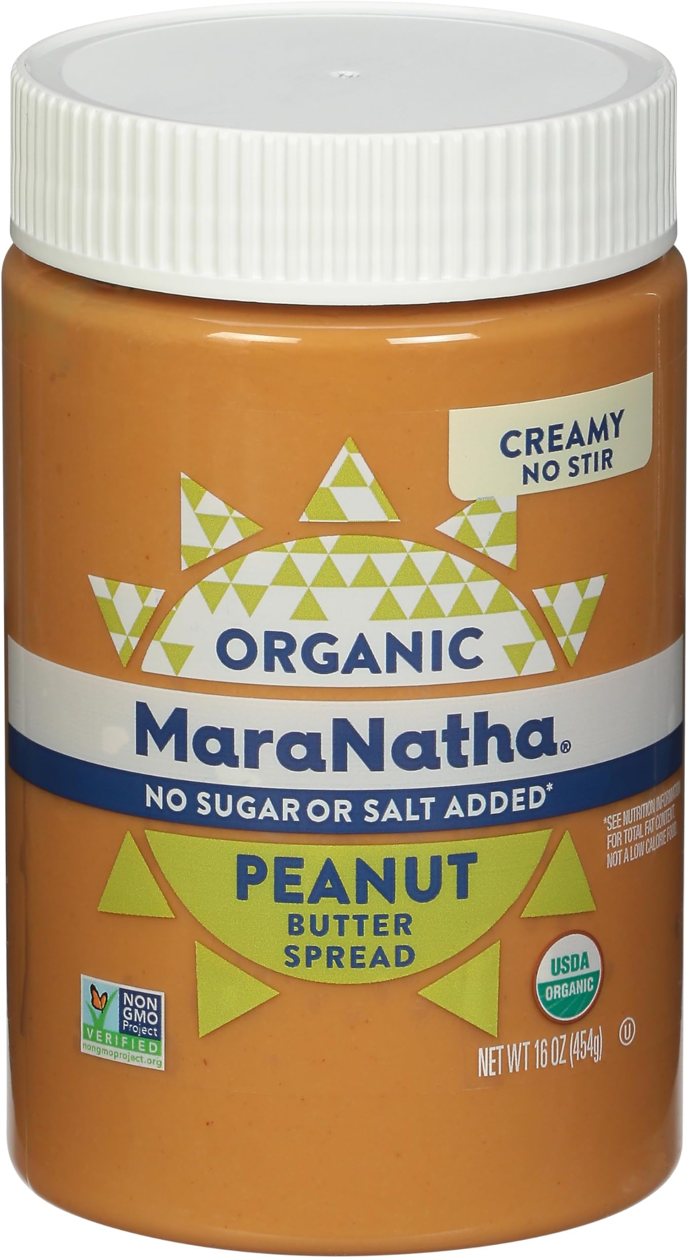 MaraNatha Organic Creamy Peanut Butter Spread, No Stir, Natural, No Sugar or Salt Added, Gluten Free, 16 Ounce Jar